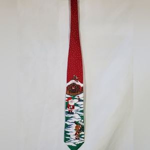 YULE TIE GREETINGS HALLMARK LICENSING SANTAS GOLF CLUB HOUSE NORTH POLE SNOW